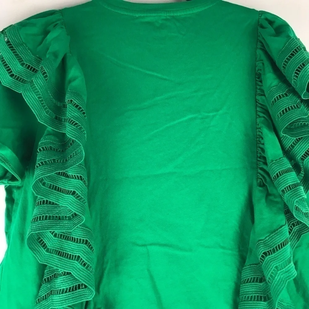 Green Ruffle Sleeve Top - Picture 4 of 6